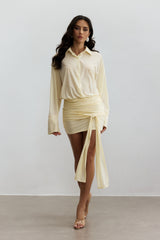 Sandy Ruched Mini Shirt Dress