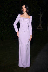 Isabella Crystal Embellished Square Neck Maxi Dress