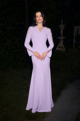 Dare To Dazzle Purple Embellished V-Neck Maxi Dress