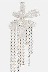 Crystal Flower Fringe Clip On Earrings