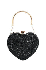 Heart Shaped Rhinestone Clutch Purse