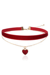 Double Layer Heart Velvet Choker