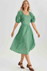 Lorena Print Balloon Sleeve Midi Dress