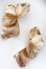 Textured Metal Leaf Drop Earrings