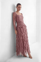 Viva La Vibes Pink Corset Bodice Ruffled Maxi Dress