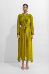 A Little Romance Green Lace Embroidered Maxi Dress