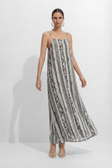 Lost In Moments Beige Striped Paisley Print Maxi Dress