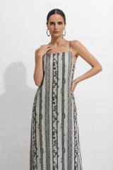 Lost In Moments Beige Striped Paisley Print Maxi Dress