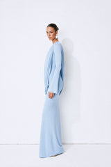 Dangerous Romance Blue Cowl Neck Draped Maxi Dress