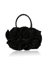 Satin Rosettes Pearl Handbag