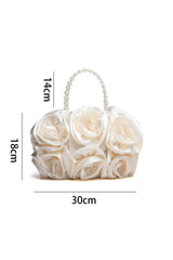 Satin Rosettes Pearl Handbag