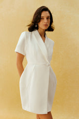 Calculated Charm White Blazer Short Sleeve Mini Dress