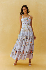 Garden Escape Purple Floral Print Spaghetti Strap Maxi Dress
