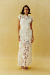 Before the First Kiss White Floral Lace Cap Sleeve Maxi Dress