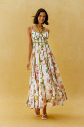 Falling For You White Floral Print Corset Maxi Dress