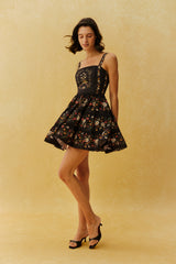 Pretty Trouble Black Floral Print Tiered Mini Dress