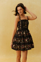 Pretty Trouble Black Floral Print Tiered Mini Dress