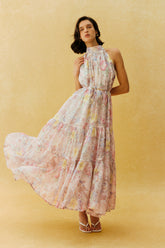 Stay In The Garden Pink Floral Print Sleeveless Maxi Dress