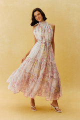 Stay In The Garden Pink Floral Print Sleeveless Maxi Dress
