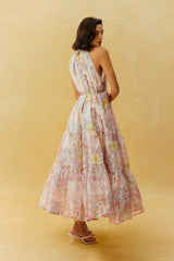 Stay In The Garden Pink Floral Print Sleeveless Maxi Dress