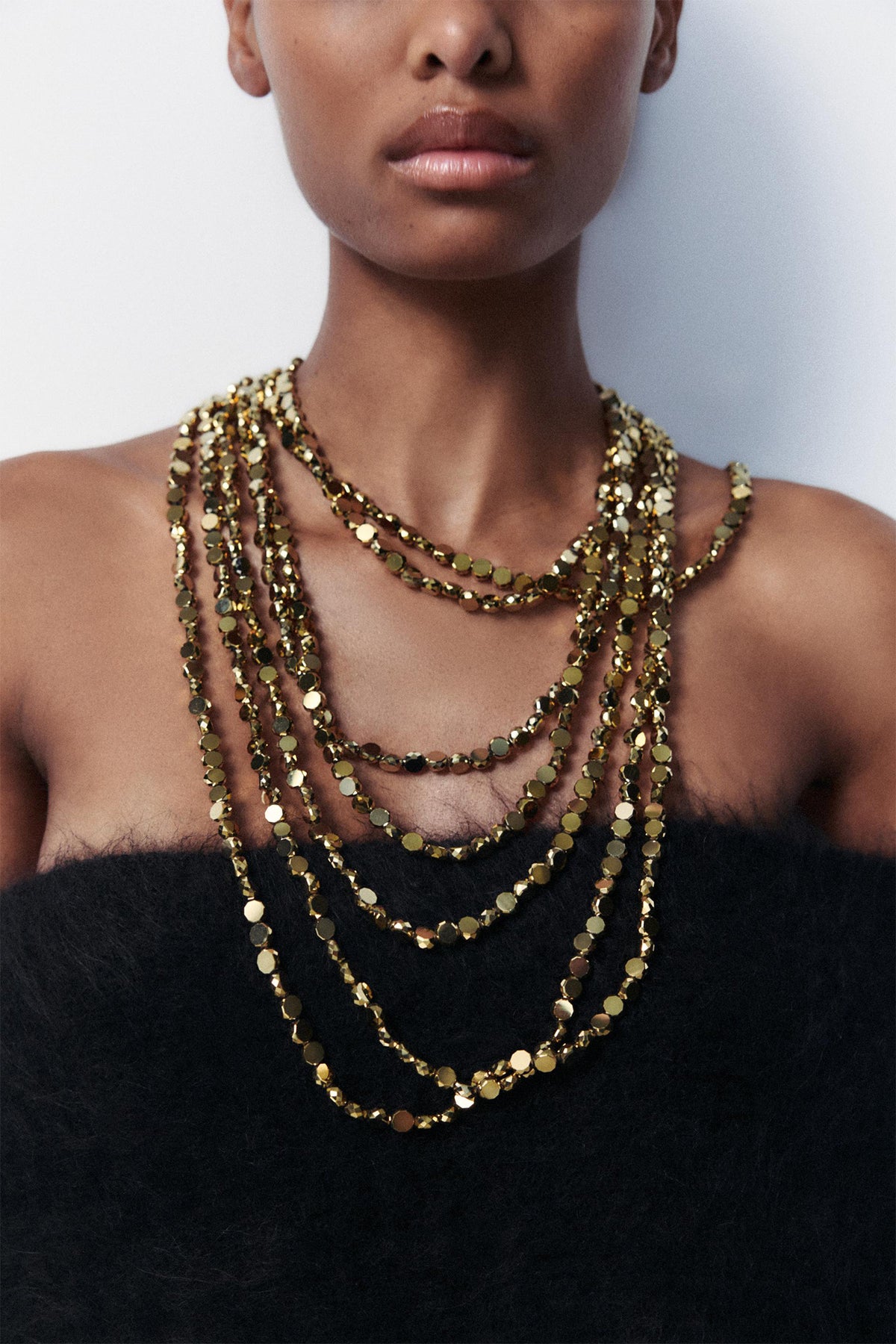 Multi-Strand Metal Bead Necklace