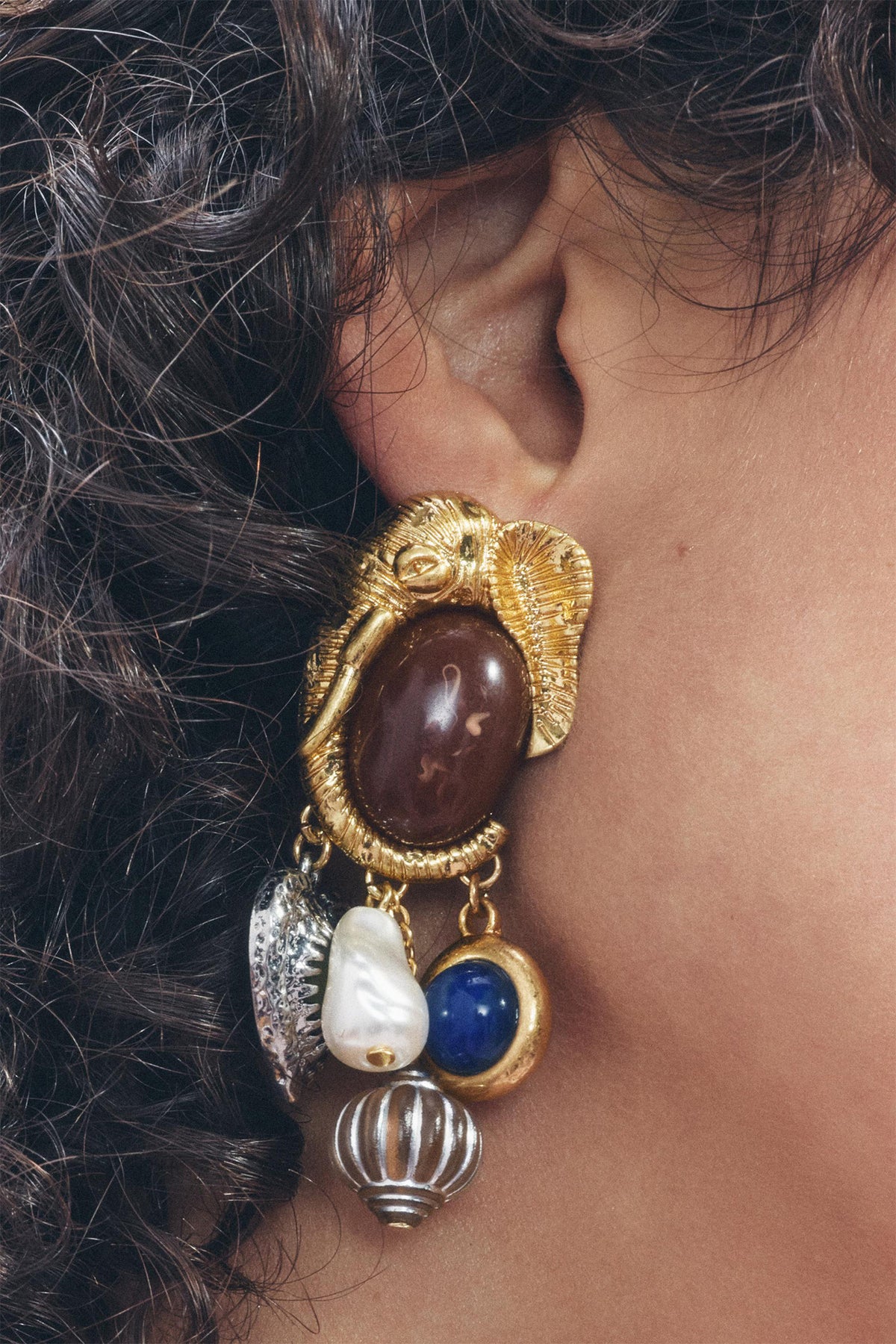 Elephant Gemstone Drop Earrings
