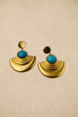 Geometric Fan Stone Drop Statement Earrings