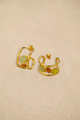 Multi Stone Hoop Stud Earrings