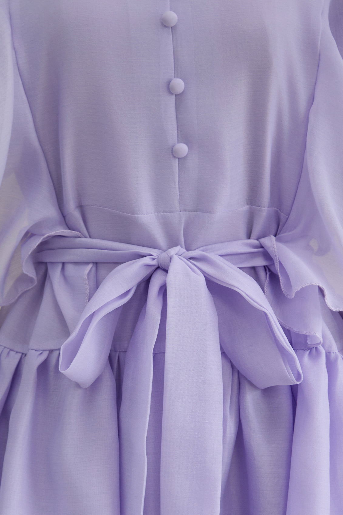 Soul Searching Lavender Ruffle Sleeve Tiered Mini Dress