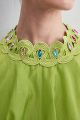 Heavenly Energy Green Tiered Ruffle Maxi Dress