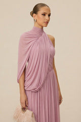 Desirable Date Dusty Pink One Sleeve Draped Maxi Dress