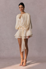 Beryl Pleated Ruffle Hem Mini Dress