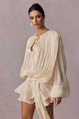Beryl Pleated Ruffle Hem Mini Dress
