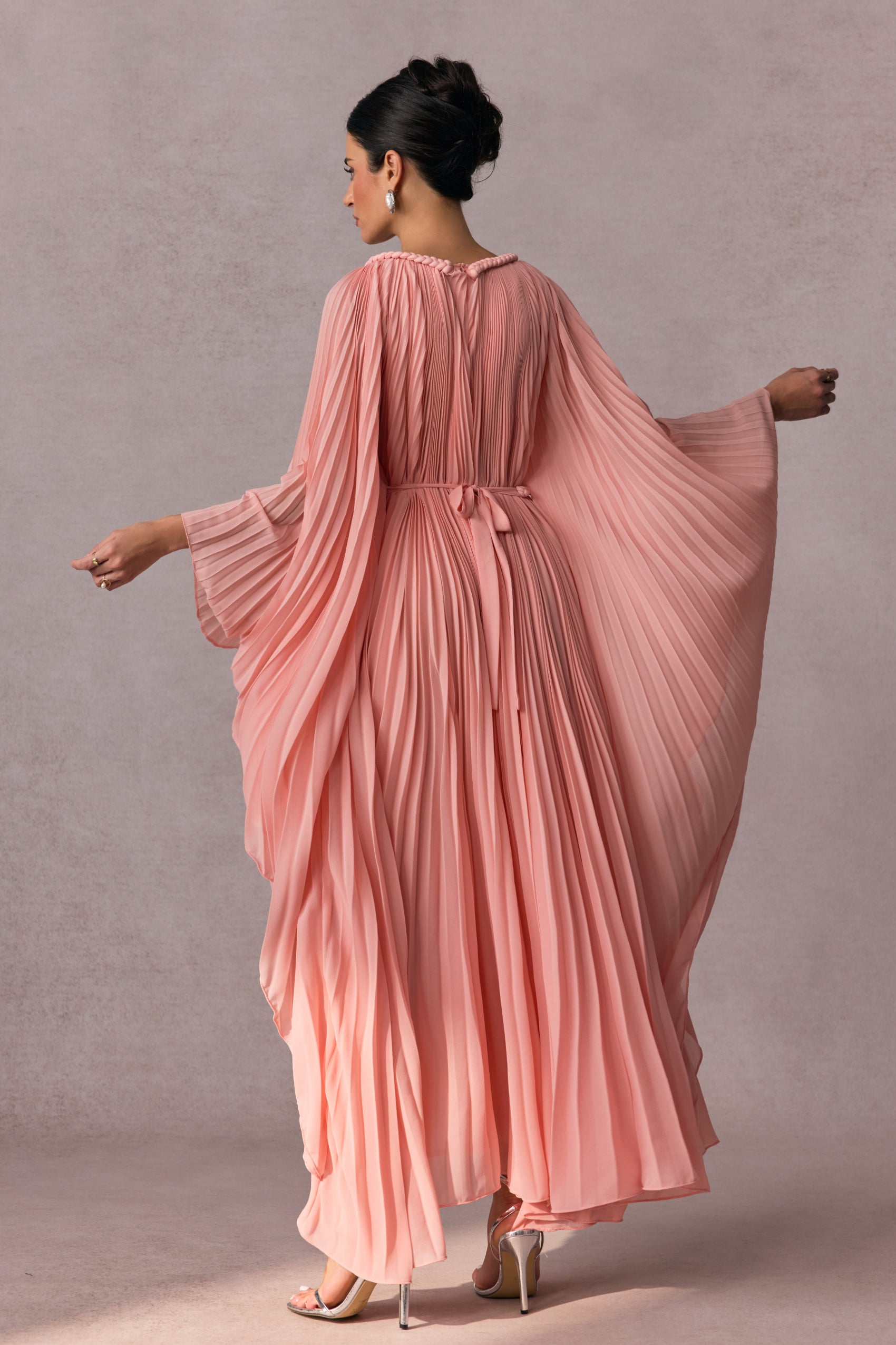 Laura Batwing Sleeve Pleated Maxi Dress