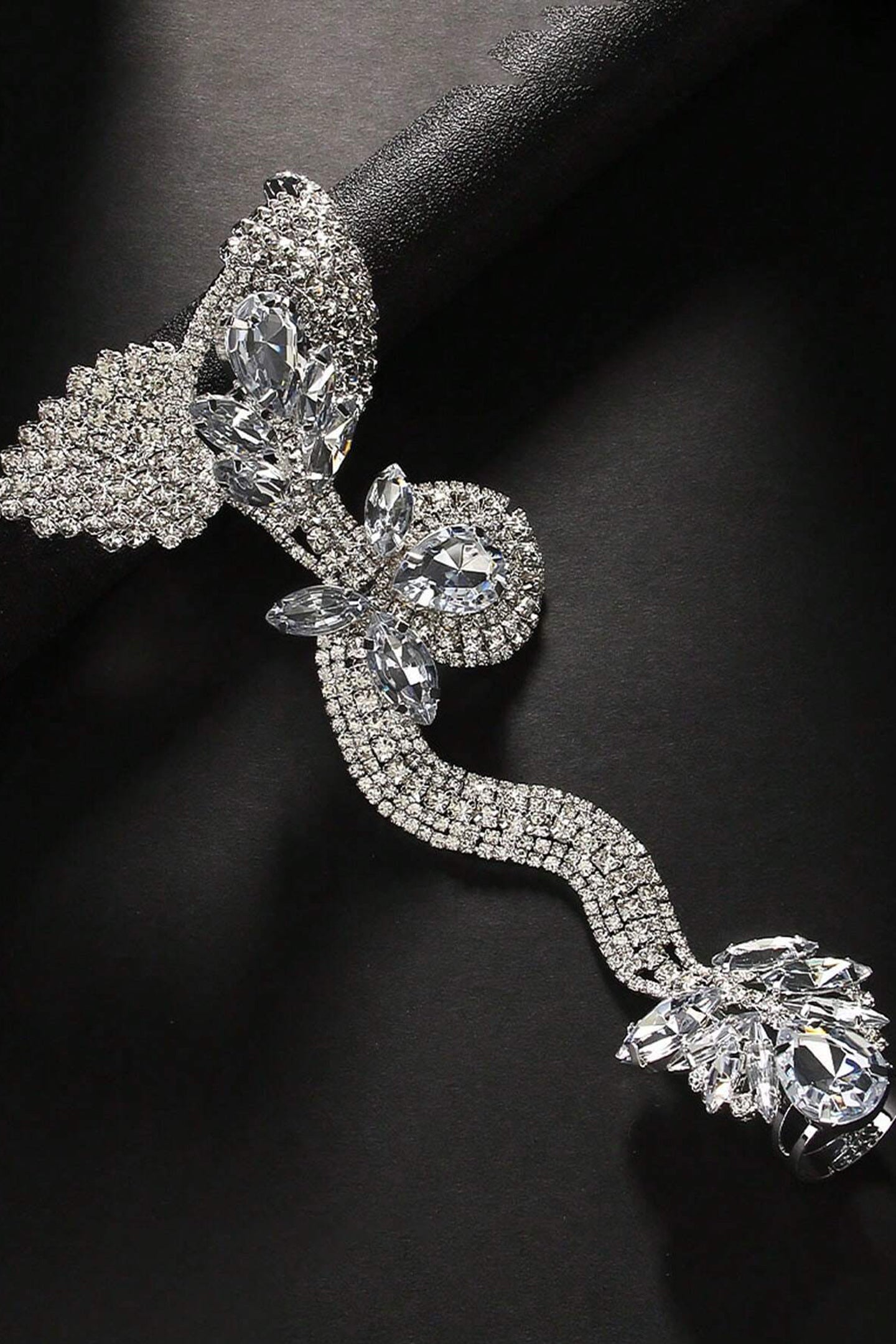 Crystal Snake Finger Ring Bracelet