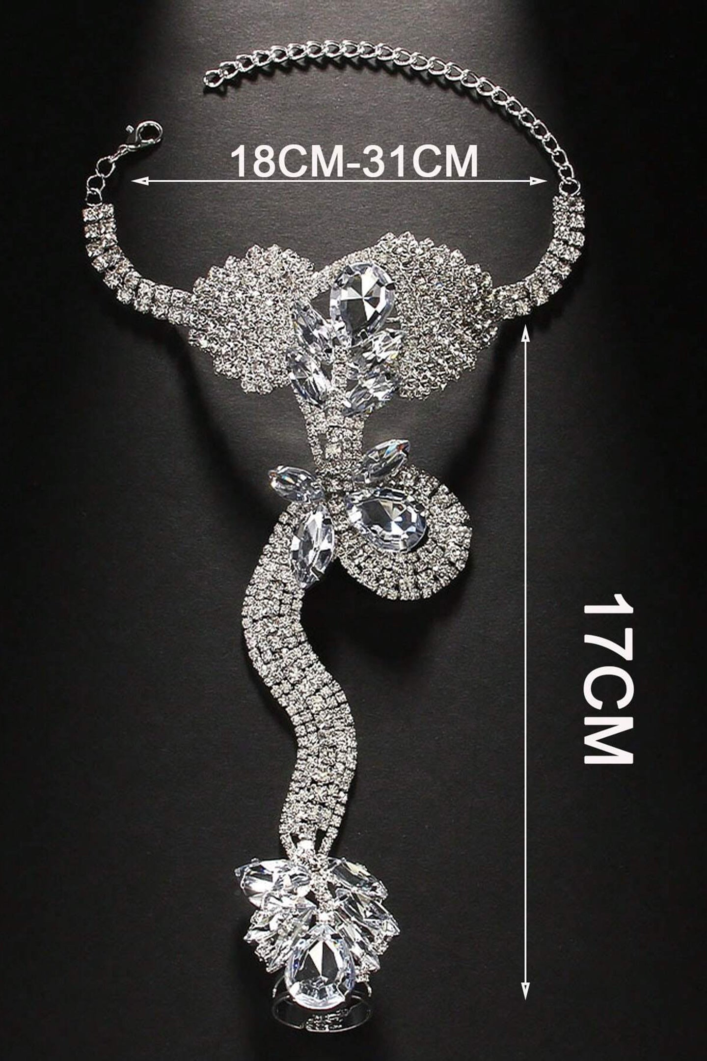 Crystal Snake Finger Ring Bracelet