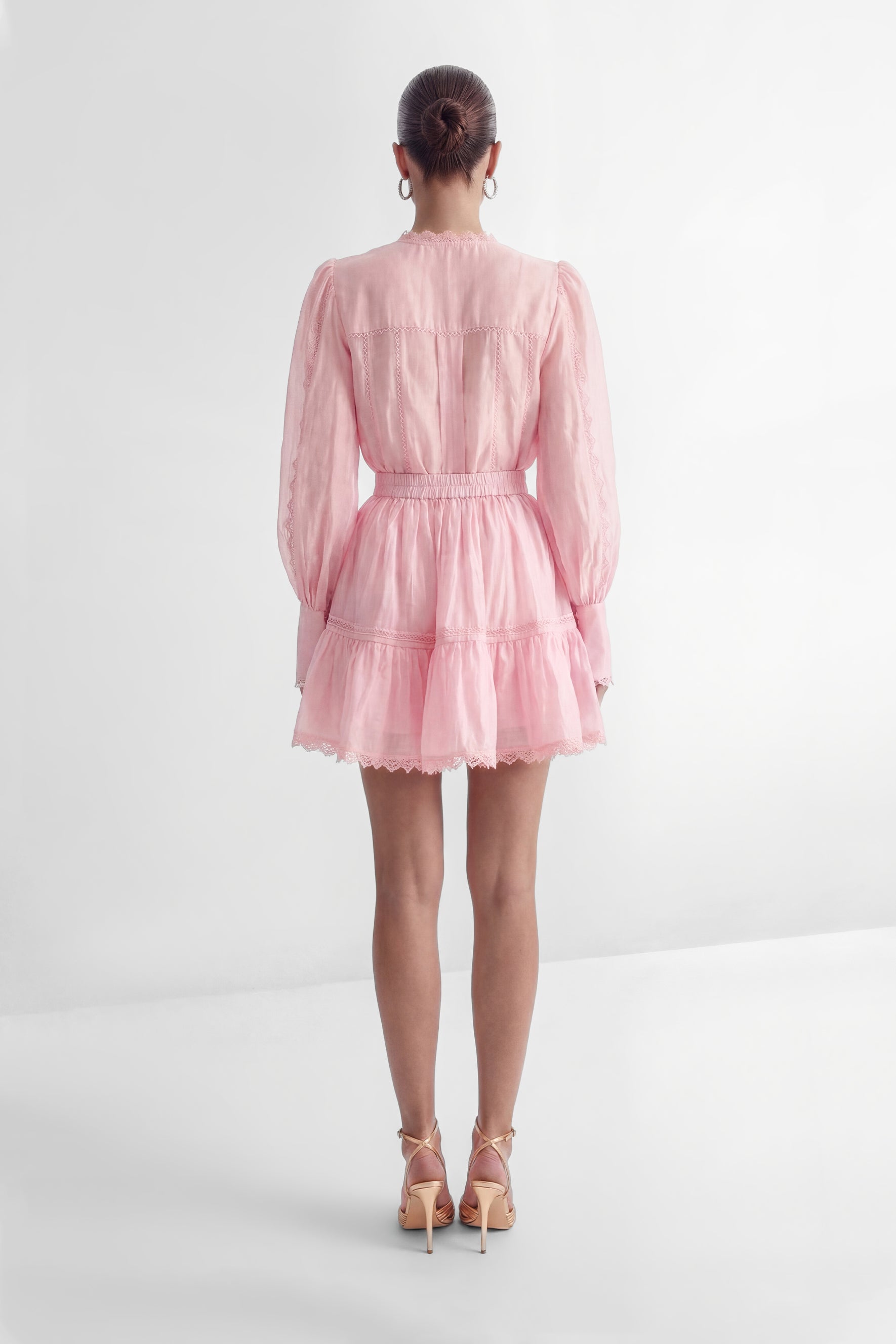 Especially Stunning Pink V-Neck Ruffled Top & Skirt Set
