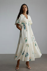 Maura Floral Print Puff Sleeve Maxi Dress