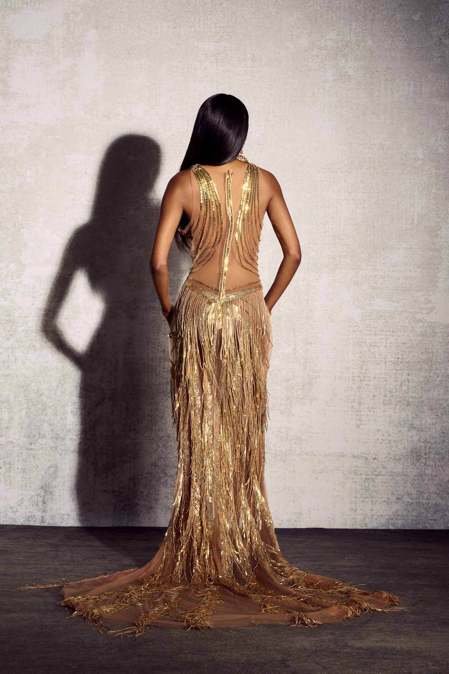 Kimberley Sleeveless Beaded Fringe Maxi Dress