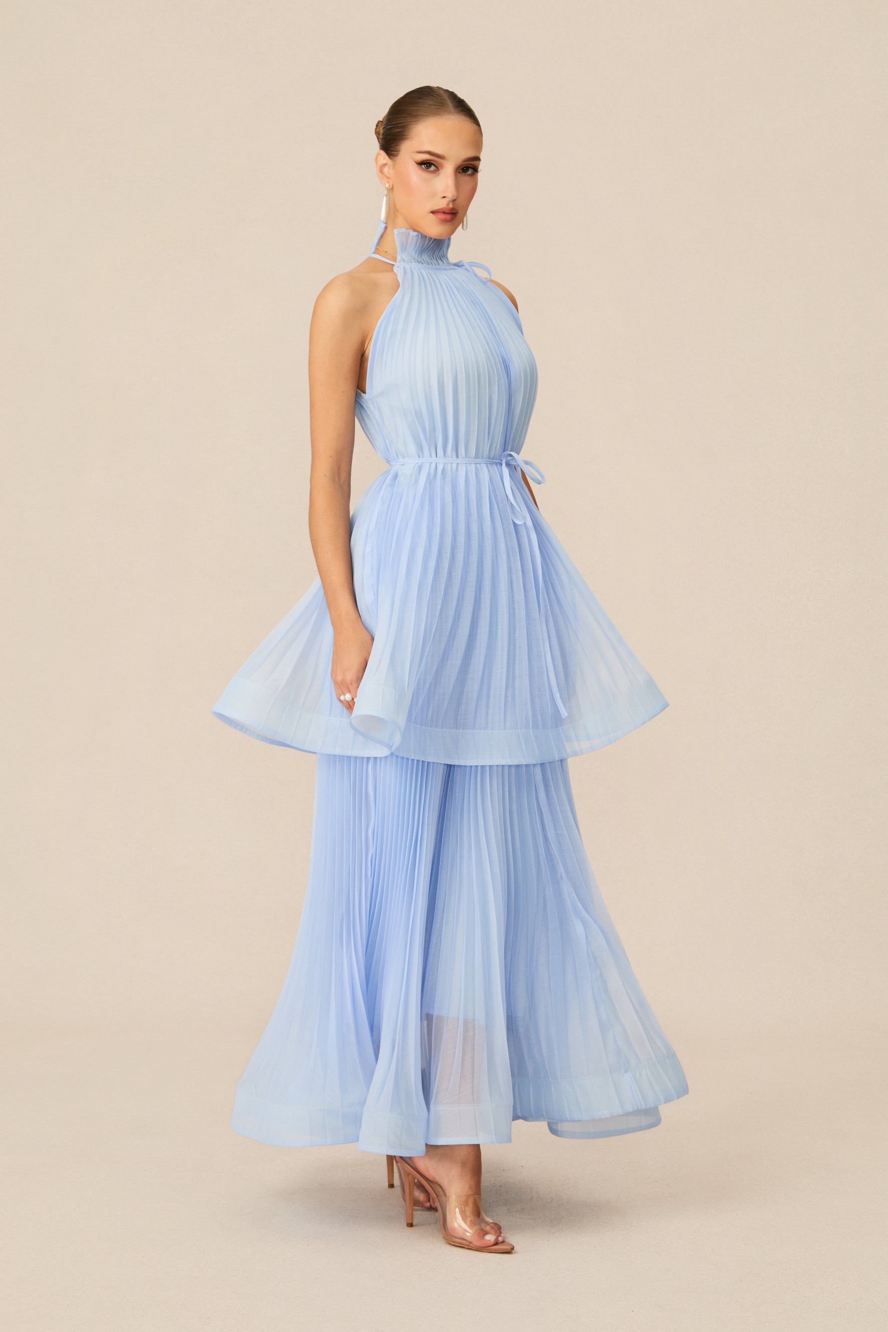 Ivanna Sleeveless Pleated Maxi Dress