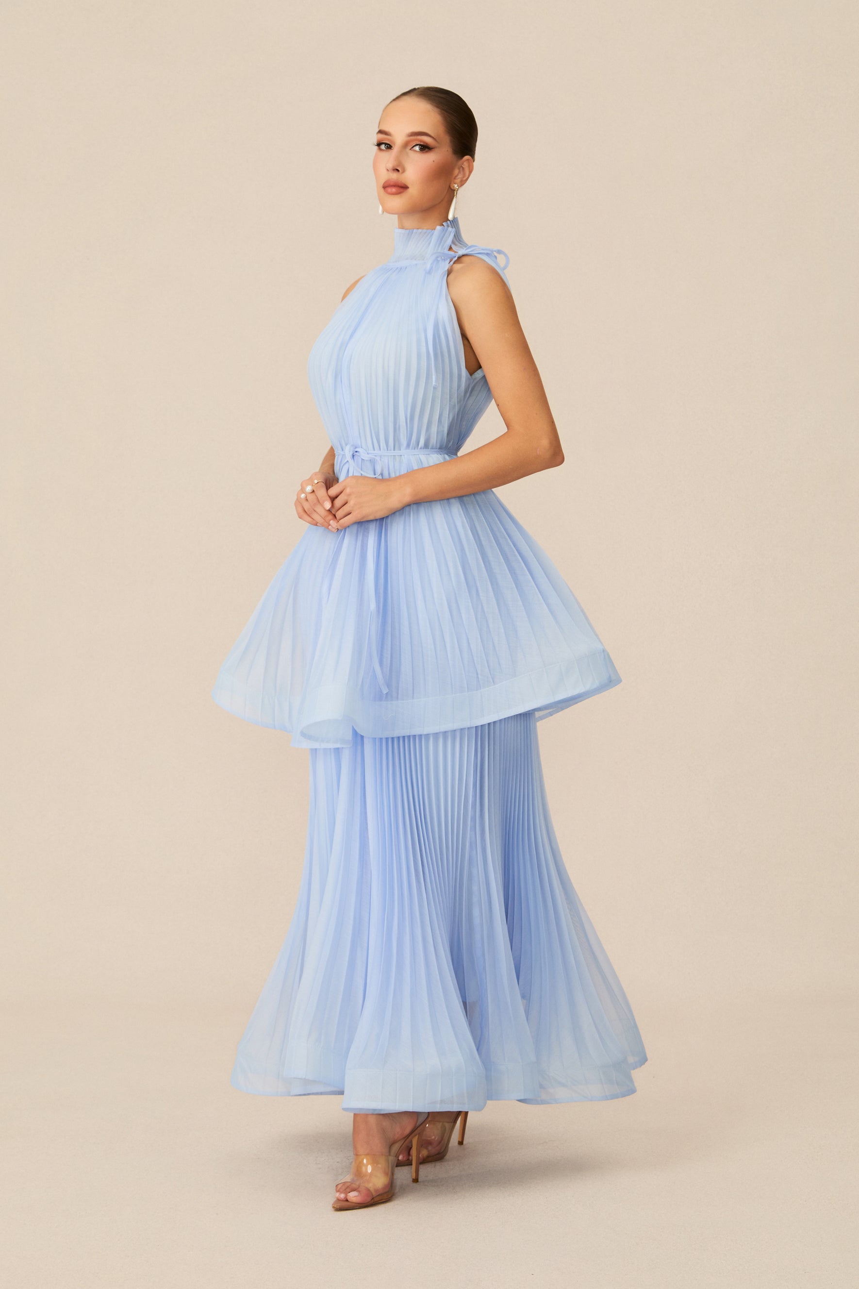 Ivanna Sleeveless Pleated Maxi Dress