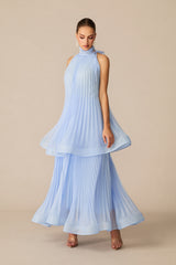 Ivanna Sleeveless Pleated Maxi Dress
