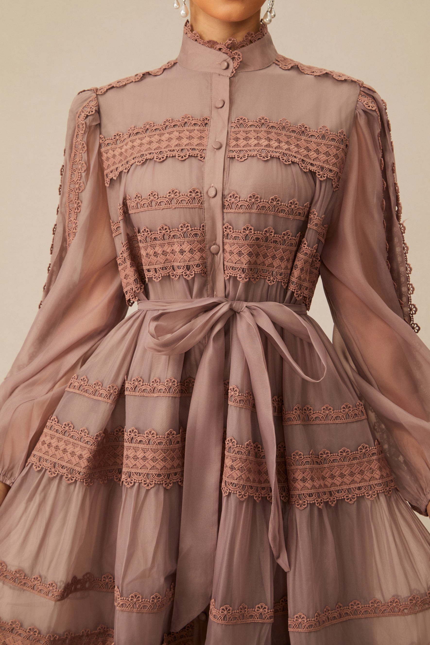 Captivating Personality Pink Lace Trimmed Maxi Dress