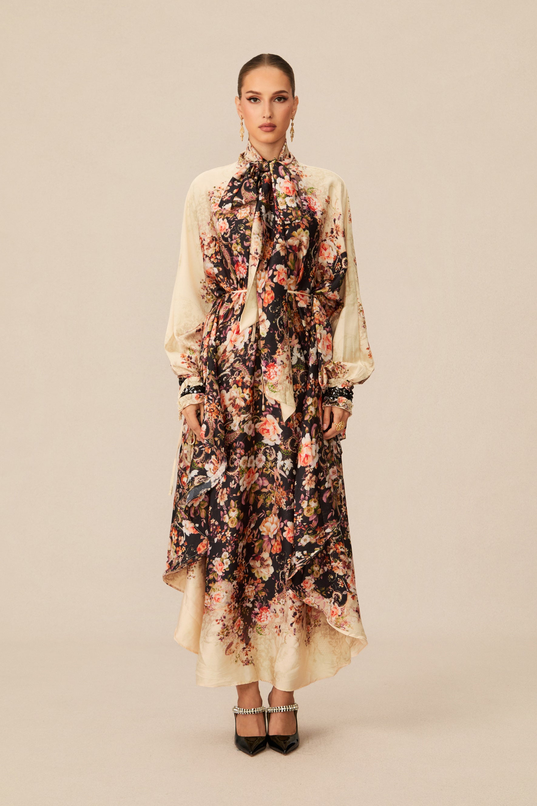 Blossoming Energy Black Floral Print Maxi Dress