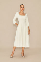 Moment Maker White Crystal Embellished Midi Dress