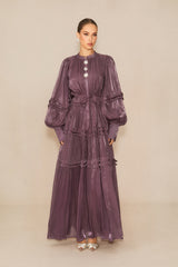Luxurious Vision Purple Balloon Sleeve Maxi Dress