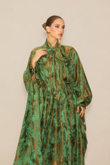 Charming Forest Green Printed Maxi Dress