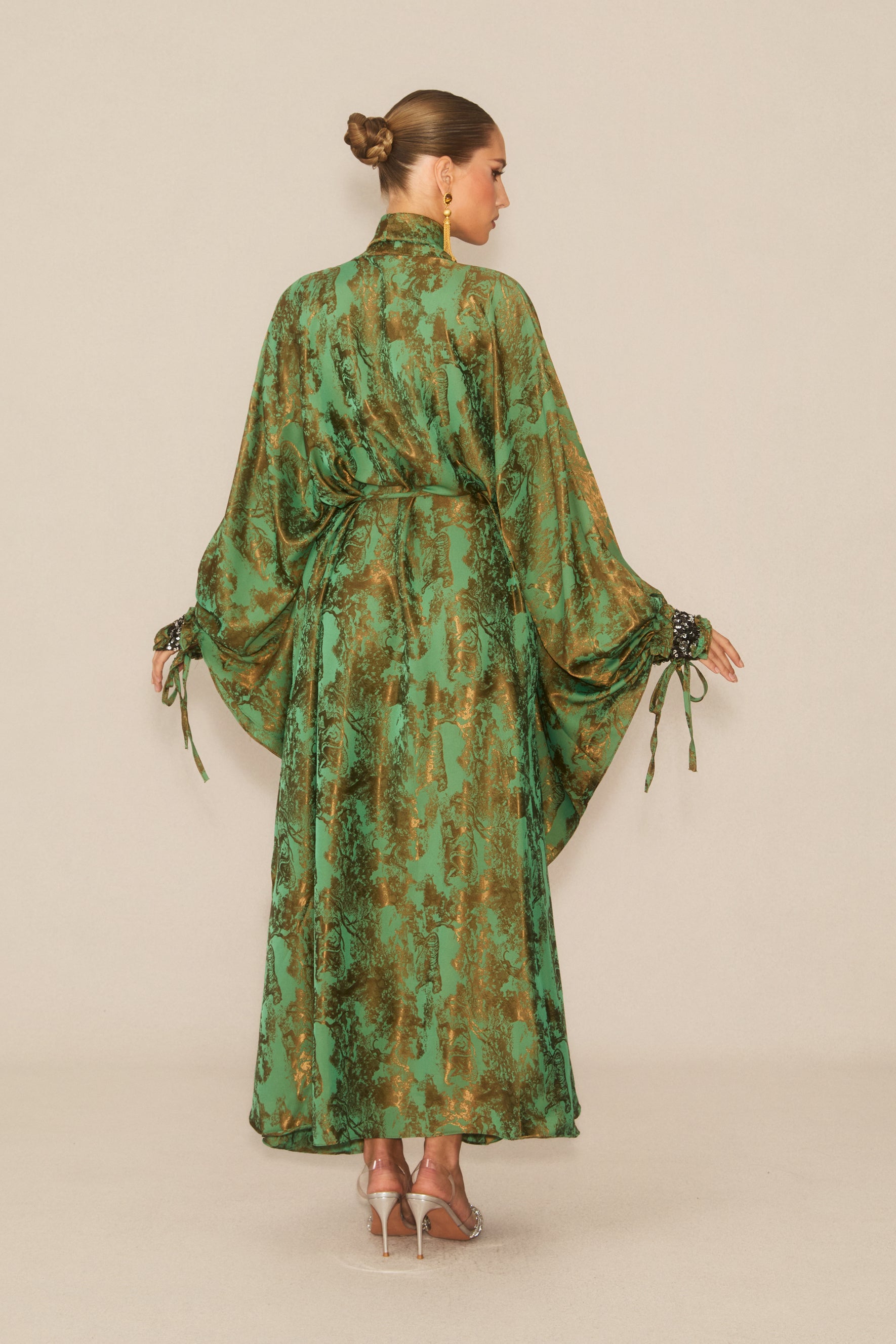 Charming Forest Green Printed Maxi Dress