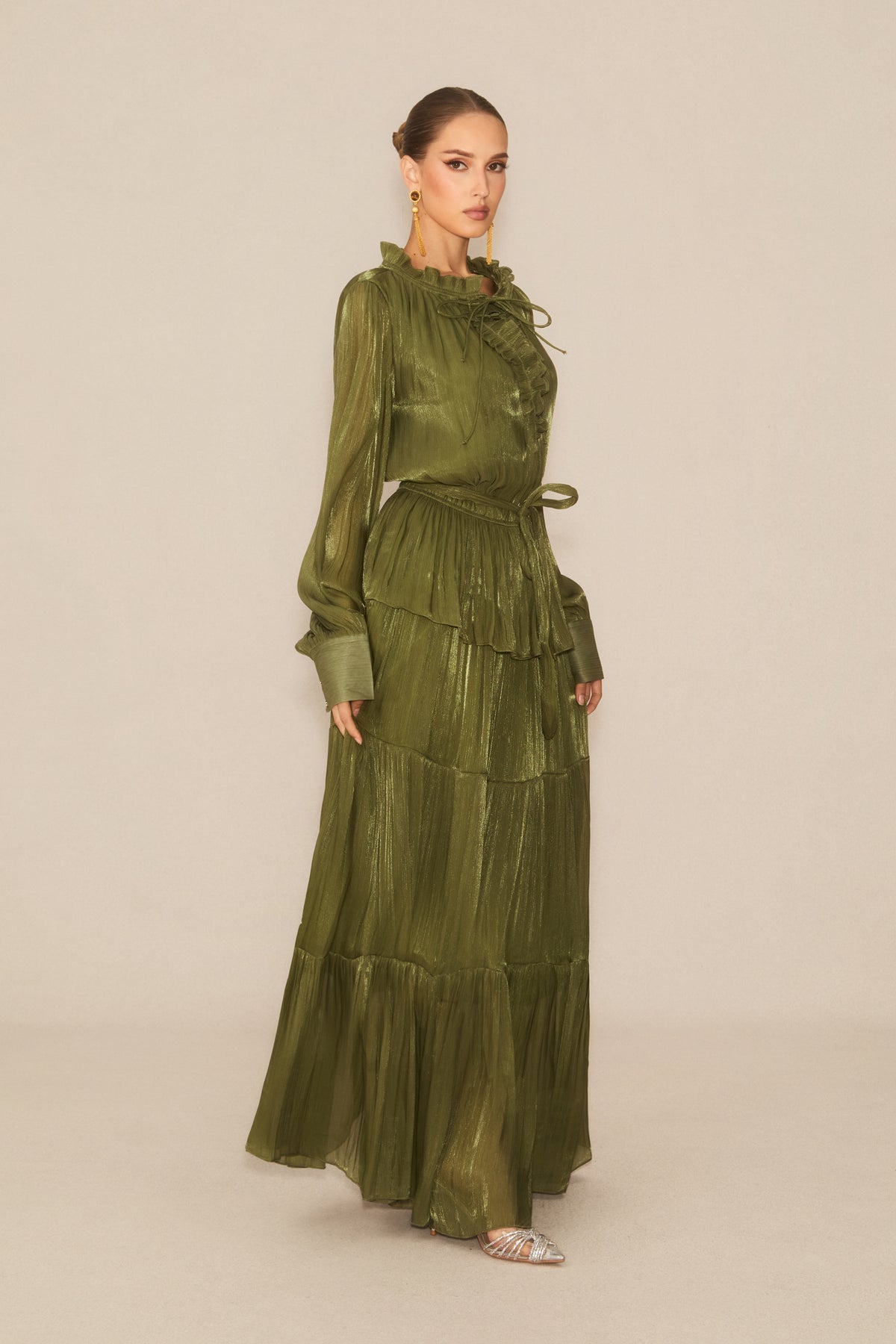 Gorgeous Darling Green Ruffle Tiered Maxi Dress