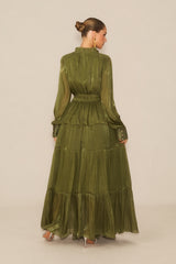 Gorgeous Darling Green Ruffle Tiered Maxi Dress